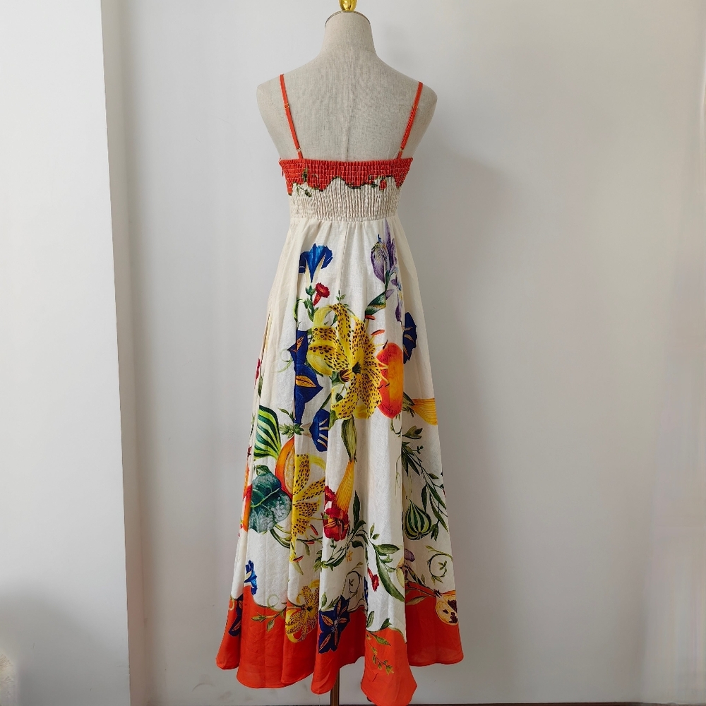 Alemais Floral Maxi Dress in Cream and Orange NWOT - Picture 6 of 15